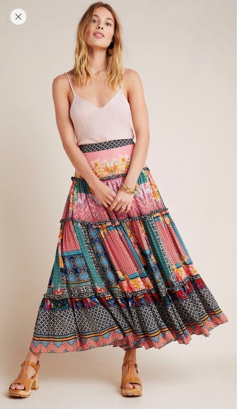 NWT❤️Anthropologie Tierd Maxi Skirt sz14